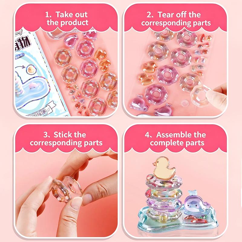 3D Relief Stickers Crystal Embossed Stickers Fun DIY Stackable Decorative Sticker 3D Puffy Stickers Mini Desktop Ornament Kit