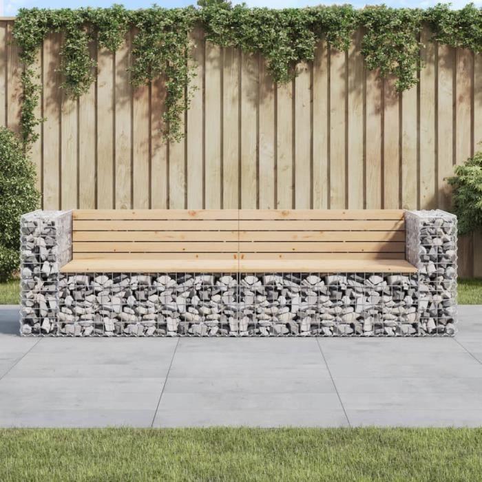 VidaXL Zahradní lavička design gabion 244x71x65,5 cm masivní borové dřevo 3196239