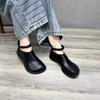 New Women's Black Ankle Boots with Round Toe Flat Shoelaces and Ankle Straps | Retro Style Lightweight Commuting Boots