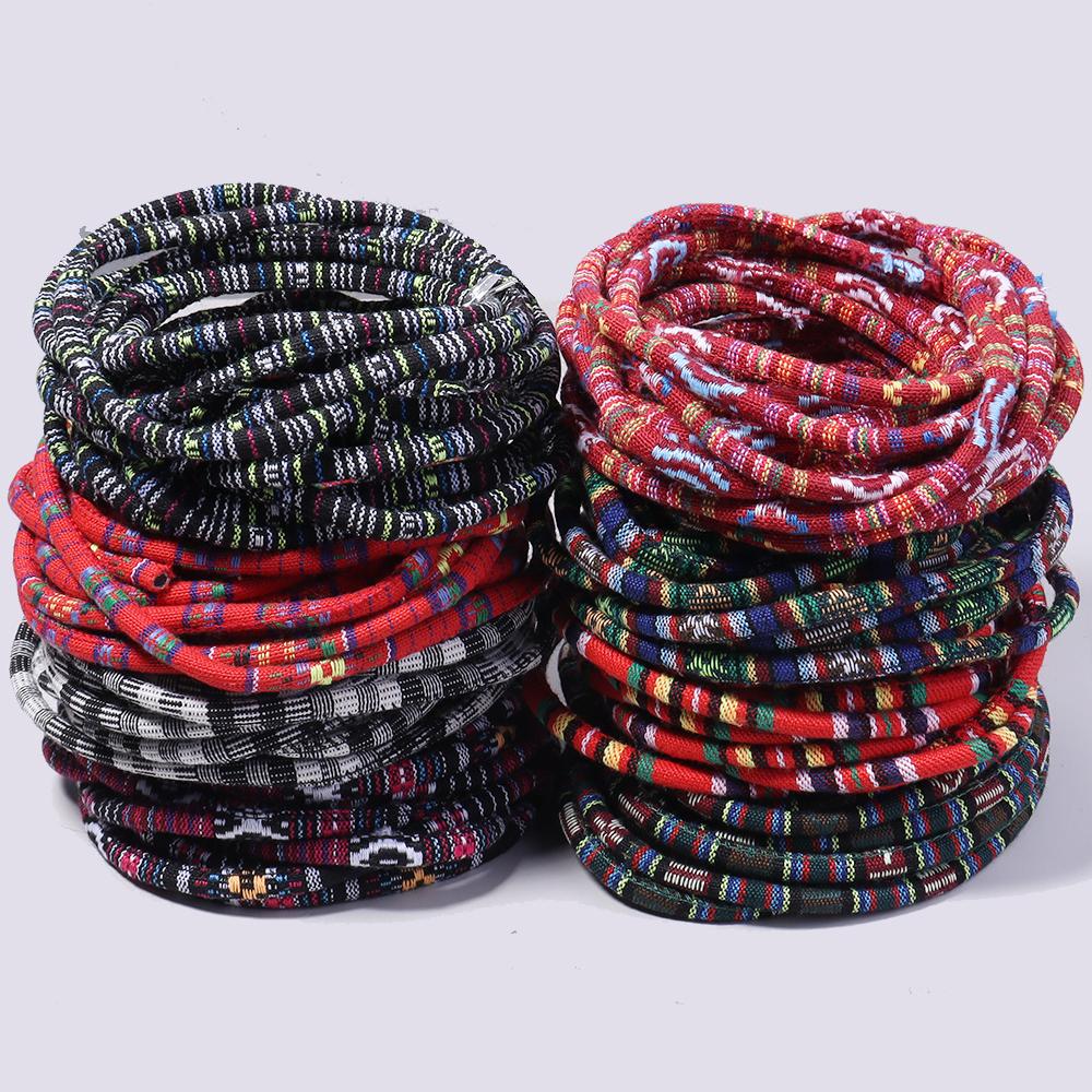 5Yards 6mm Round Cotton Cord Colorful Ethnic Style Cord Rope String For DIY Handmade Clothing Sewing Jewelry Making Accessories