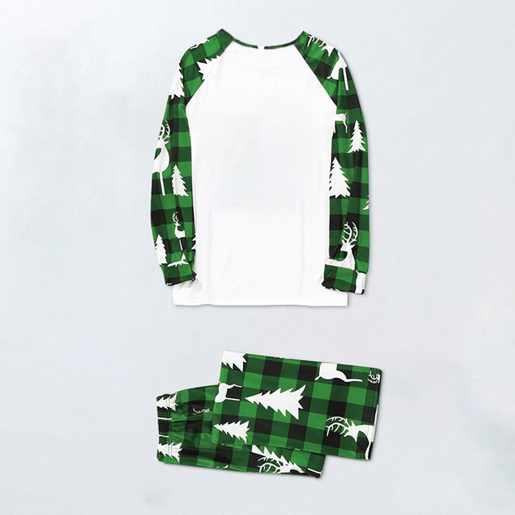 Christmas Print Neck Long Sleeve and Pants Matching Family Loungewear Set