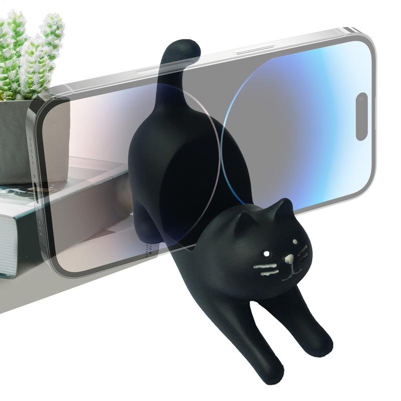 Cute Cat Phone Holder Cute Animal Desk Resin Phone Stand Cat Stretching Figurine Phone Cradle for Cat Lover Home Desk Decoration