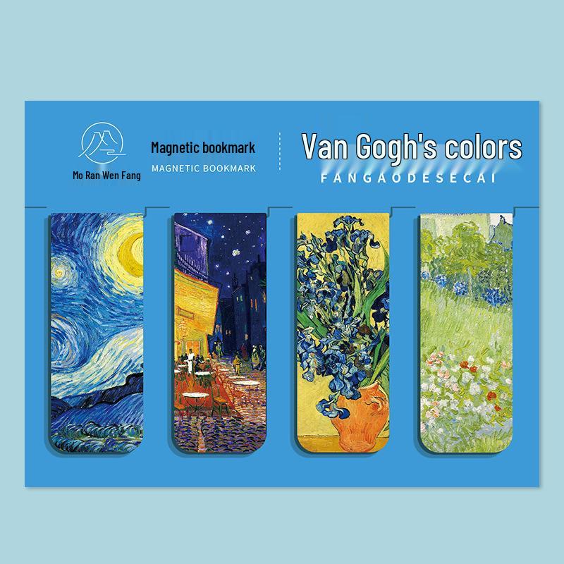 Set mit 4 magnetischen Lesezeichen mit weltberühmten Gemälden: Monet & Van Gogh
