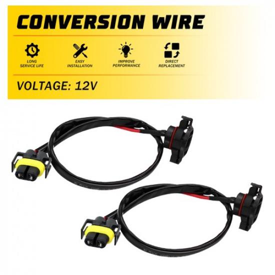 2504 to H16 880 H11 881 H8 BULB Convert Socket Harness Plug Adapter Power Wires