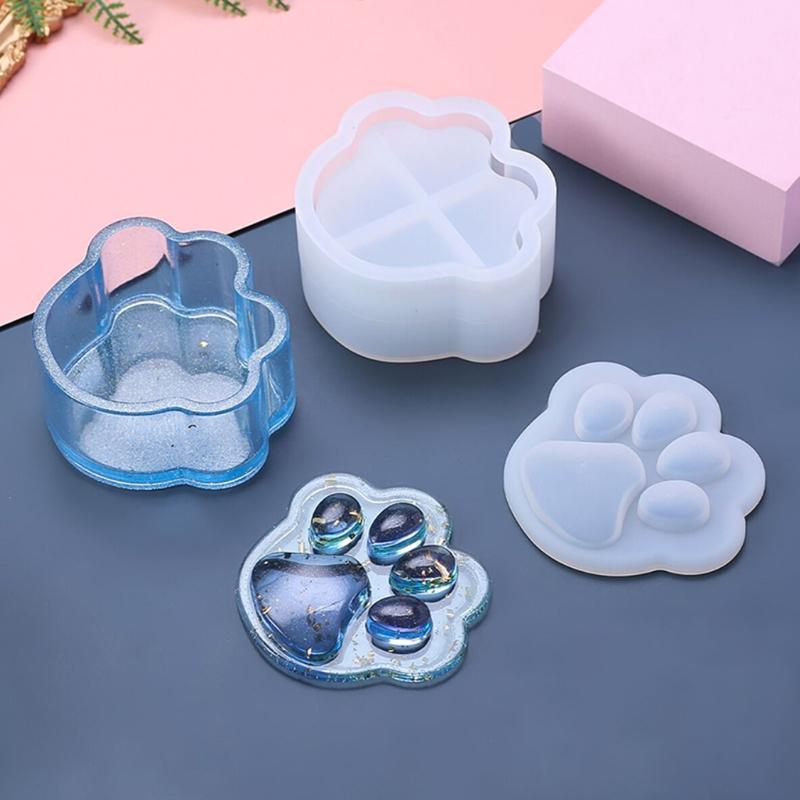 Flexible Sturdy Silicone Epoxy Resin Castes Mould Dog Paw Shaped Tray Dishes Mould for Craft and Home Decoration
