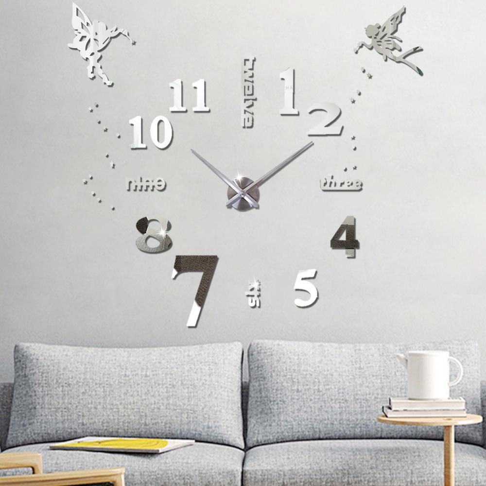 

Большие настенные часы Angel DIY 3D, современный дизайн, бесшумные, 47 дюймов, акриловые настенные наклейки, часы для детской комнаты, домашний декор