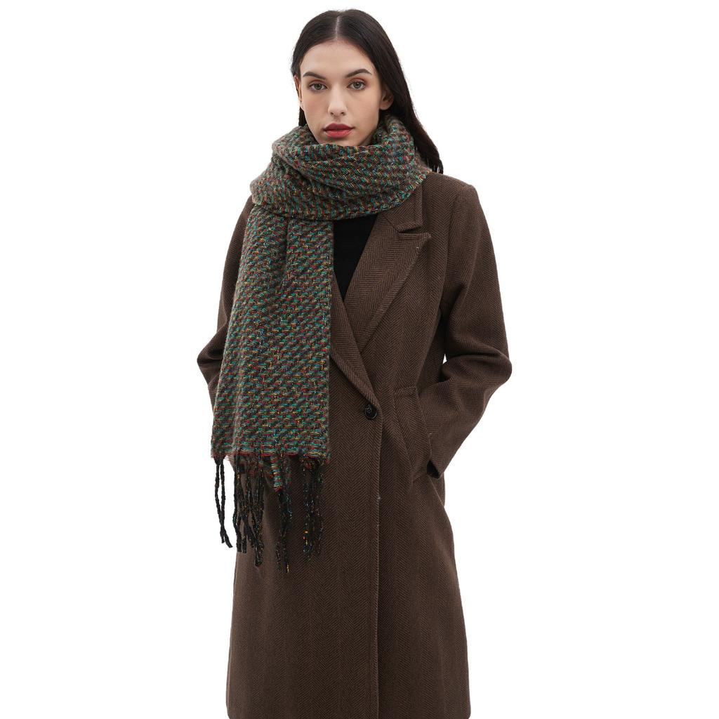 New Scarf Autumn and Winter Men's and Women's Fringed Colored Flower Scarf Shawl