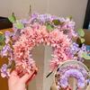 Colorful Flower Headband Double-sided Crown Hair Wreath Wedding Party Costume Headpiece for Bridal Women Hair Accessory