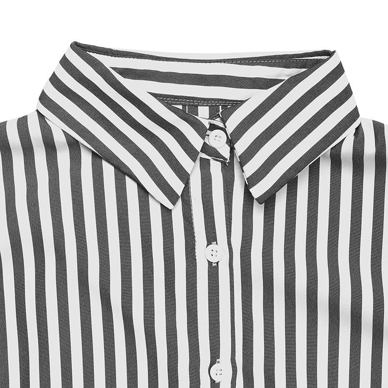 Simple Lapel Women's Autumn New Casual Striped Long-sleeved Shirt Thin Jacket for Women