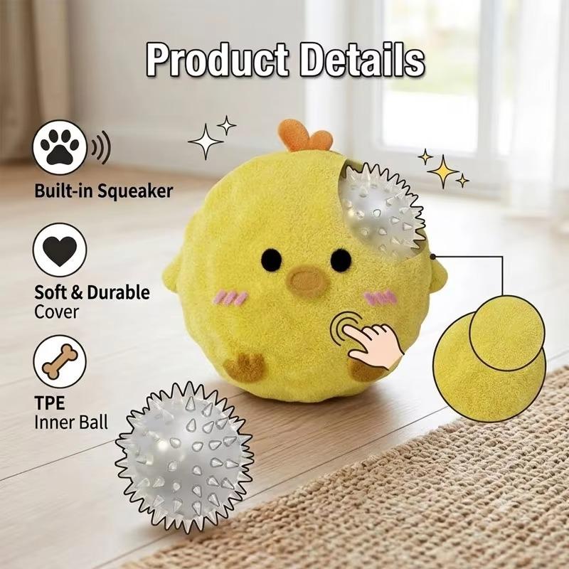 Squeaky Dog Toy Plush Spiky Ball Interactive Puppy Chew Toy Pet Teeth Cleaning Molar Training Hedgehog Ball Stress Relief Dog Su