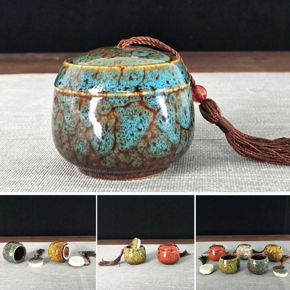 Colorful Tea Jar Ceramic Food Storage Container Chinese Style Tea Organize Box  Teaware Accessories