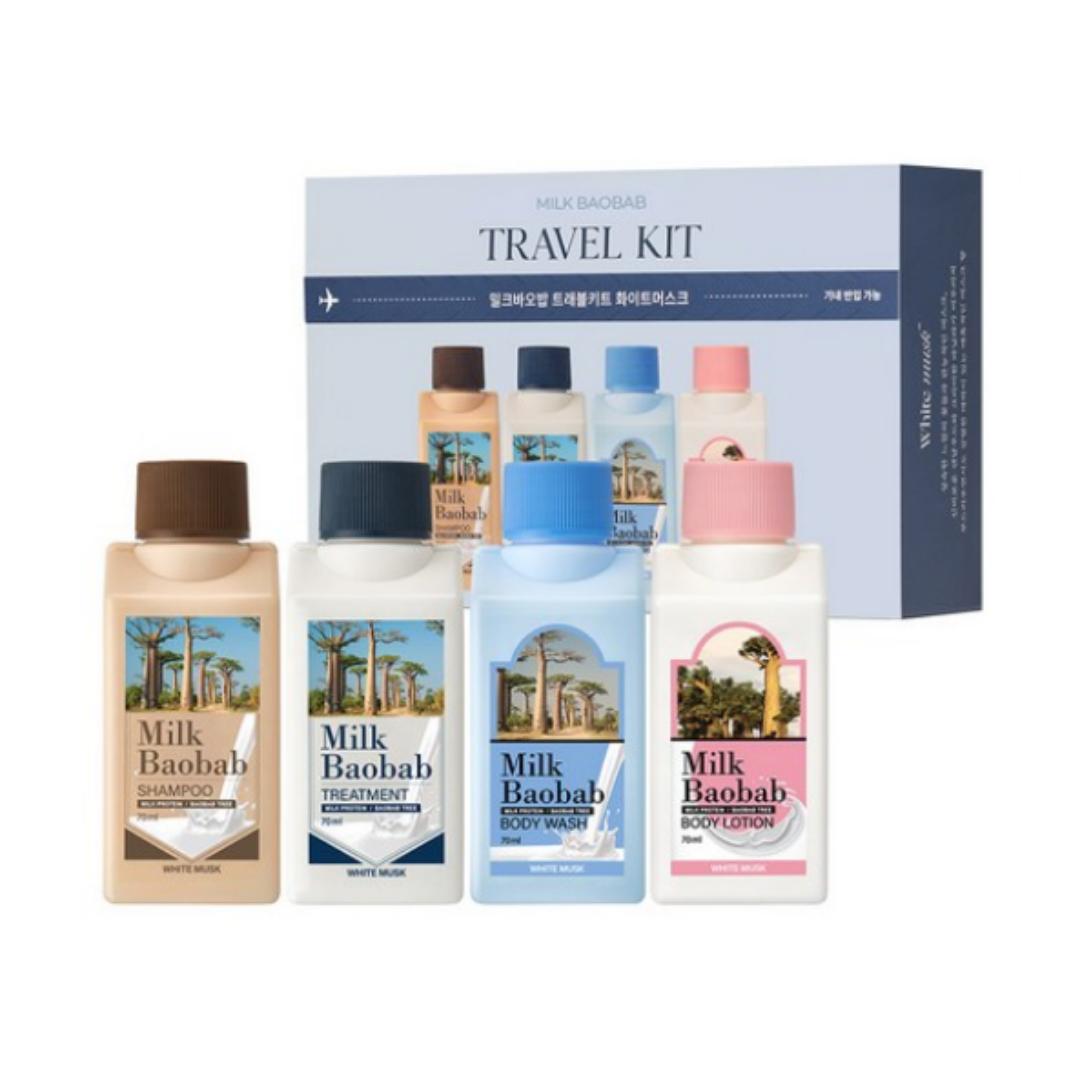 

Milk Baobab White Musk Travel Kit — Treatment 70 ml + Shampoo 70 ml + Body Wash 70 ml + Body Lotion 70 ml — 1 set