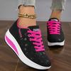 Zapatos deportivos casuales para mujer, zapatillas transpirables, cómodas, con tacón de cuña y suela gruesa, zapatos con cordones