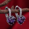 Luxury 2.5ct Heart Natural Purple Amethyst 925 Sterling Silver Hoop Earring for Women Statement Gemstone Jewelry Creole Huggies