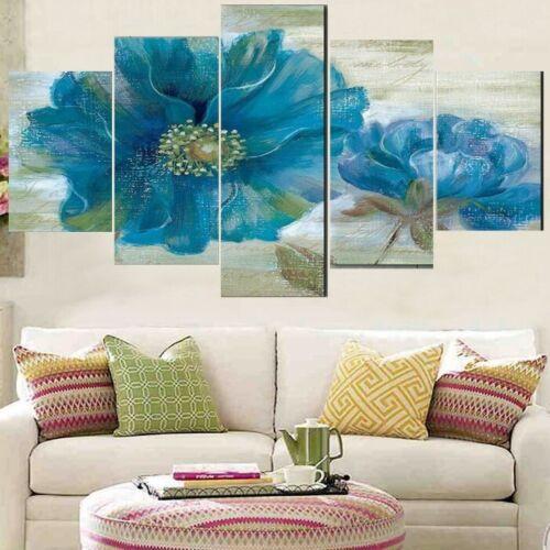 

5Pcs Blue Flowers 5 Pieces Canvas Paintings Art Poster Home Decor Wall HD Print Modern Room Decor No Framed 5 Panel