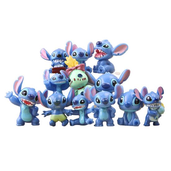 12Pcs Anime Cartoon Figure Cute Stitch Model Toys Car Ornaments Home Decoration