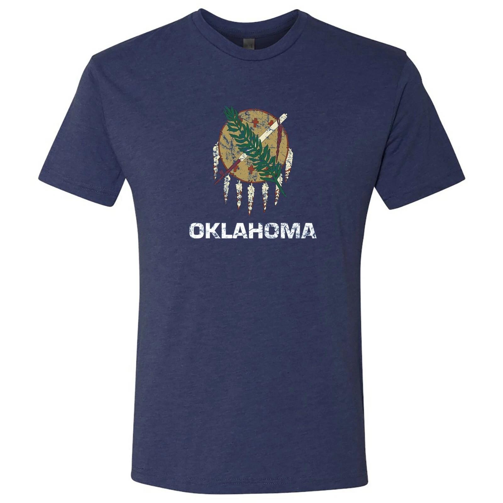 Oklahoma Flag State Pride Hometown Triblend Mens T-Shirt - Vintage Navy 4XL