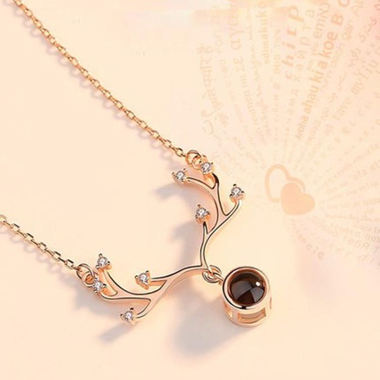 

Серебряное ожерелье S925 One Deer Has Your Projection с надписью «Я люблю тебя» на 100 языках на ключицу 925