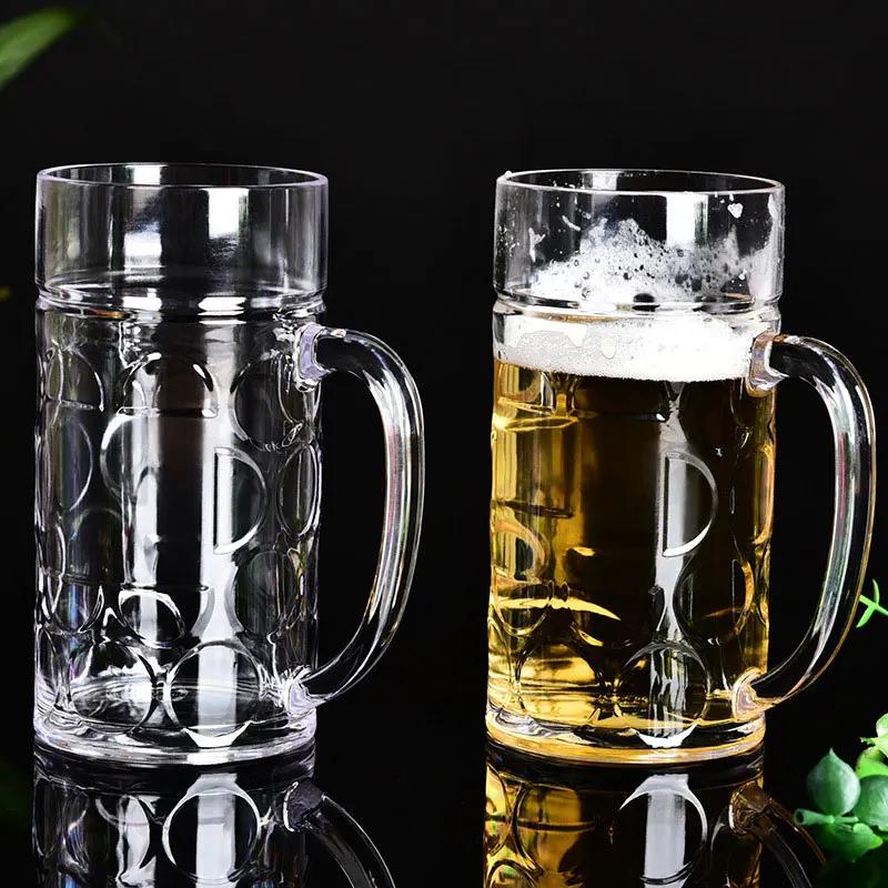 1PC 500ml/1000ml Creative Transparent Plastic Water Cup Large Capacity Anti-fall Beer Cup Home Office Bar Tea Juice Coffee Mugs