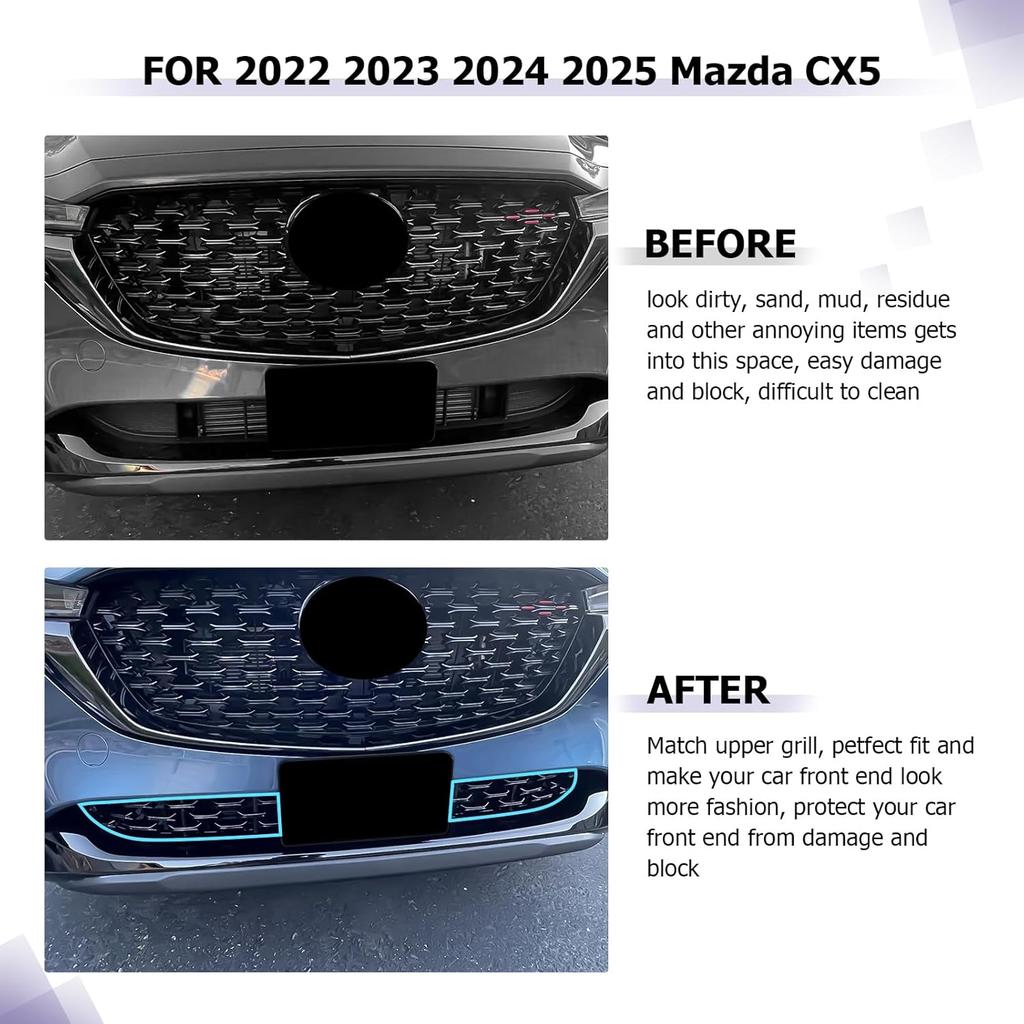 LUWU Front Grill Mesh Compatible With   2024 2025 Mazda CX-5 Front Mesh Grill erts Trims Front Mesh Grille Cover Guard for 2024 2025 Mazda CX5 Car