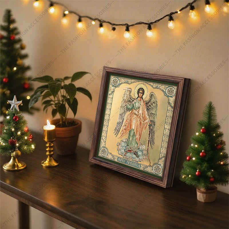 Decorative painting of Orthodox icons,Consecrated icon "The Guardian Angel",Photo frame painting,Christian Wall Art,20cm*20cm,Spiritual decor gift
