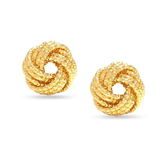 LeCalla S925 Bijoux en Argent Sterling Plaqué Or Love-Knot Boucles d'Oreilles Diamant-Cut pour Femme 10 MM