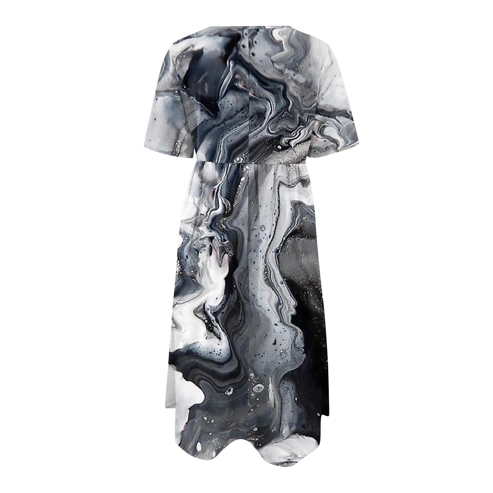 Женские повседневные платья Платья с принтом Летние платья Плиссированные свободные — фото 5