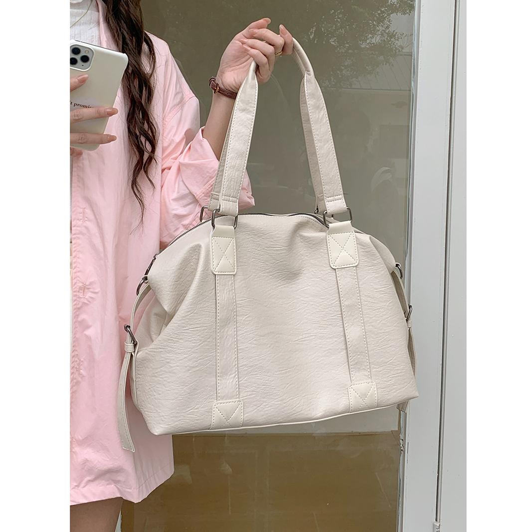 

Большая вместимость, черные сумки через плечо для женщин, большая сумка для покупок, однотонная мягкая кожаная сумка через плечо, женская дорожная сумка-тоут белый