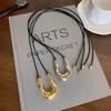 Popular U-Shape Horseshoe Pendant Necklace for Women Punk Adjustable Black Leather Rope Necklace Party Gifts Fine Accessories