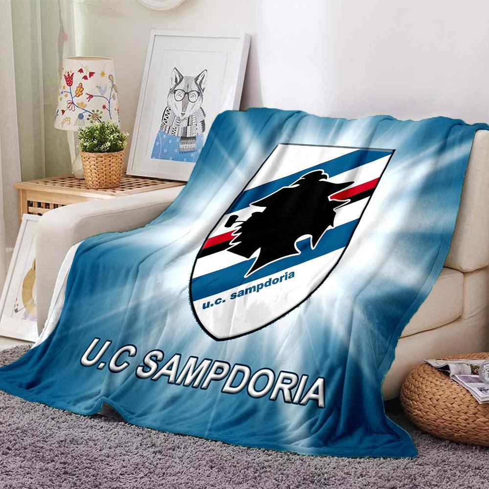 Sam-pdoria Team Crest Design Flannel Blanket, Soft Polyester, Modern Design, All-Season for Camping, Travel, Gifts for holidays or birthdays