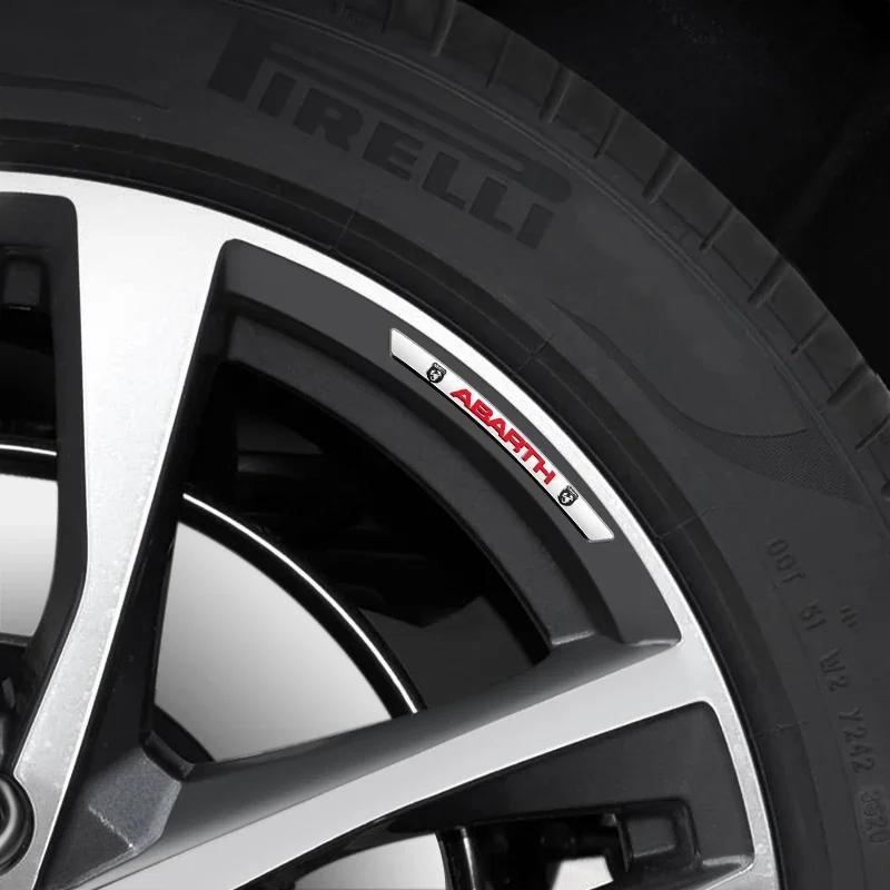 Aluminum Auto Racing Car Wheel Hub Sticker Rim Decal Badge For FIAT Abarth 500 Panda Bravo Punto Tipo Linea Ducato Accessories