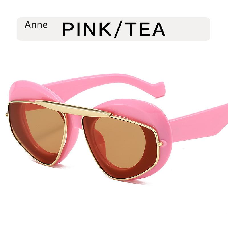 Y2K Oversized Cat Eye Women Fashion Sunglasses Retro Unique Lens Amber Shades UV400 Men Punk Sun Glasses óculos gafas de sol