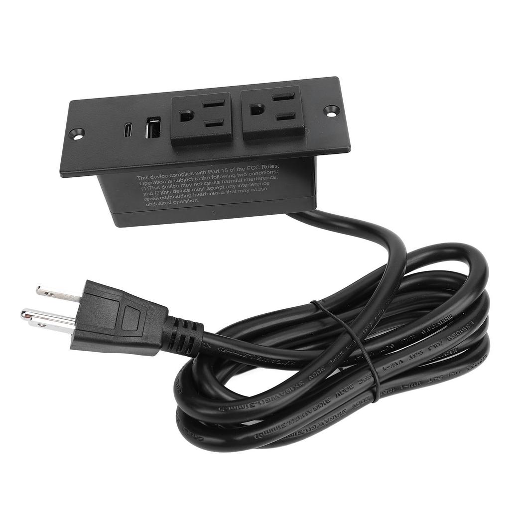 Conference Recessed Power Strip Table Socket Furniture Outlet PD 20W Fast Charging 2 USB Ports 1.5m Cord