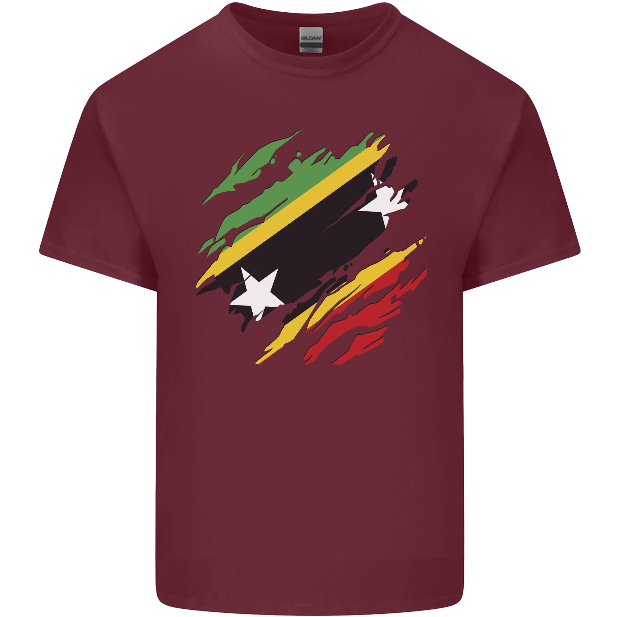 Torn Saint Kitts and Nevis Flag Day Football Unisexs Light Cotton TShirt S