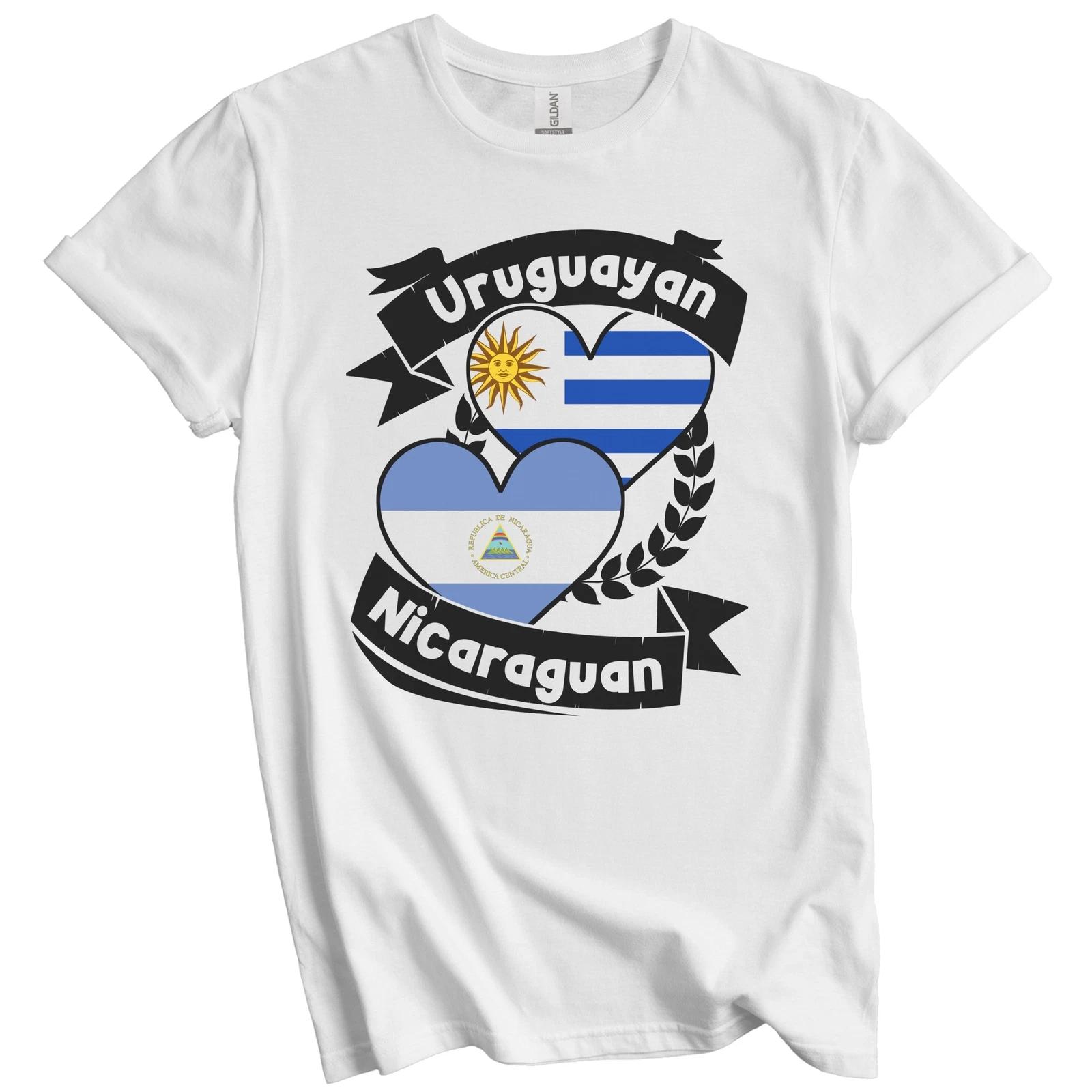 

Uruguayan Nicaraguan Heart Flags Uruguay Nicaragua T-Shirt 3XL