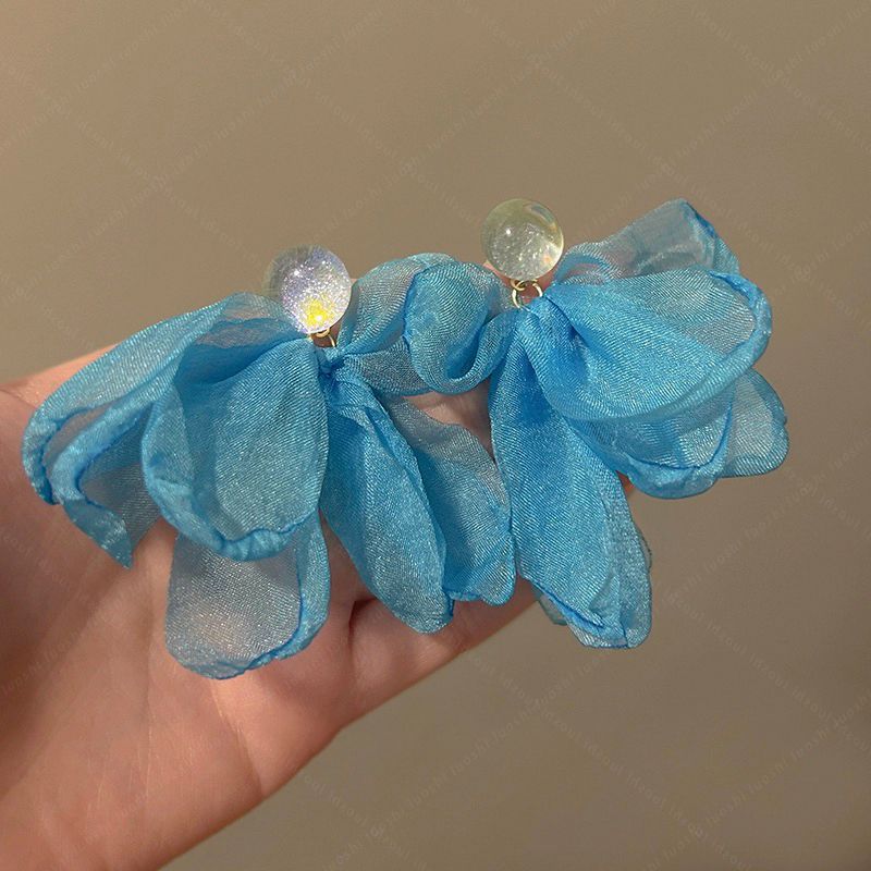 

Серьги Женские Шифон Сетка Морской Стиль Отпуска Цветы Blue chiffon stud earrings