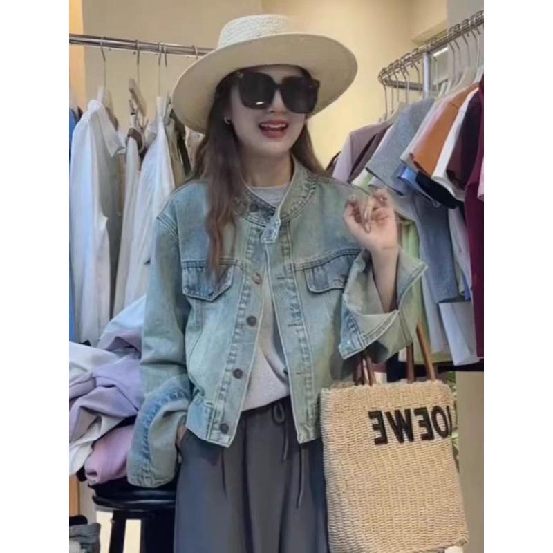 Korean Retro Niche Design Denim Jacket for Women - Autumn/Winter