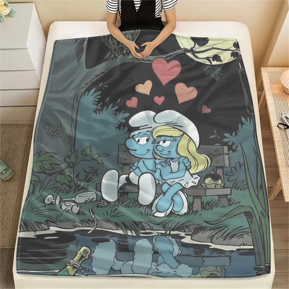 The Smurfs Flannel Blanket, High quality Comfortable for All Seasons, Home Decor, Warmth and Comfort