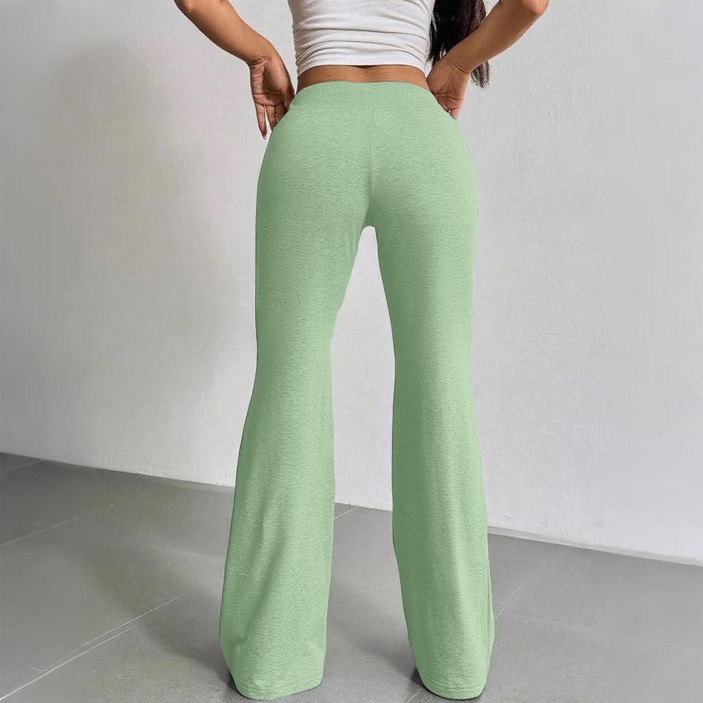 Damskie spodnie dzwony casualowe ze sznurkiem i elastyczną talią, wygodne spodnie dzwony do jogi, luźne