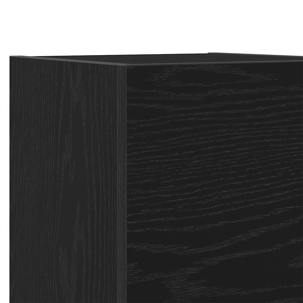 Wall Mounted TV Cabinet Set in Black Oak Effect Made of Wood Based Material