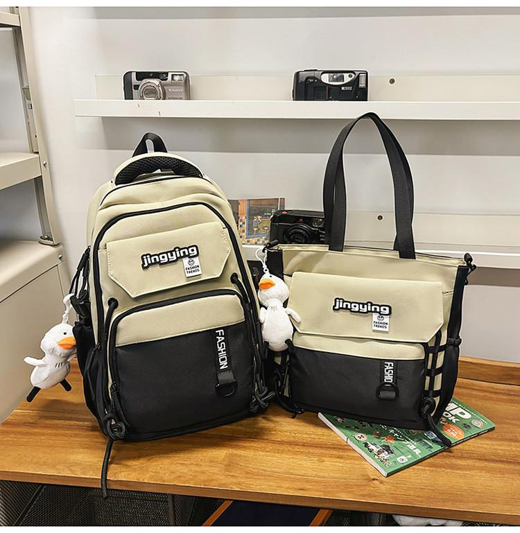 Capacity Large Backpack And Shoulder Bag With Color Blocking And Letter Decor