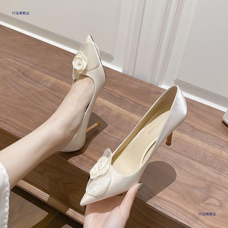 Champagne Wedding Shoes Women's New Bridal Bridesmaid Shoes Are Not Tired Feet Stiletto High Heels Design Sense Niche