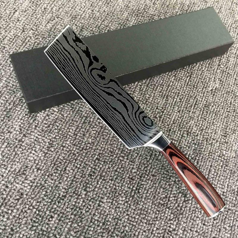 8 noży kuchennych ze stali nierdzewnej z drewnianą rączką, zestaw ostrych noży kuchennych do krojenia mięsa, nóż do kości, nóż do warzyw, nóż i nóż do owoców