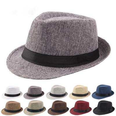 Trendiger Herren Strohhut mit breiter Krempe Damen Sommer Einfarbige Fedora Jazz Sonnenhut Outdoor Lässige Panama Cowboyhüte
