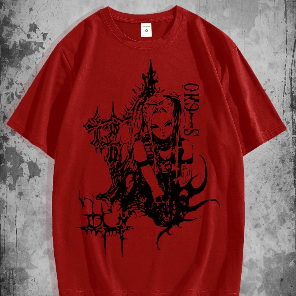 Dark Fantasy Map Print Short Sleeve T-Shirt for Men Fabric Casual Tee with Crew Neck Breathable, Slight Stretch Material for Summer Style
