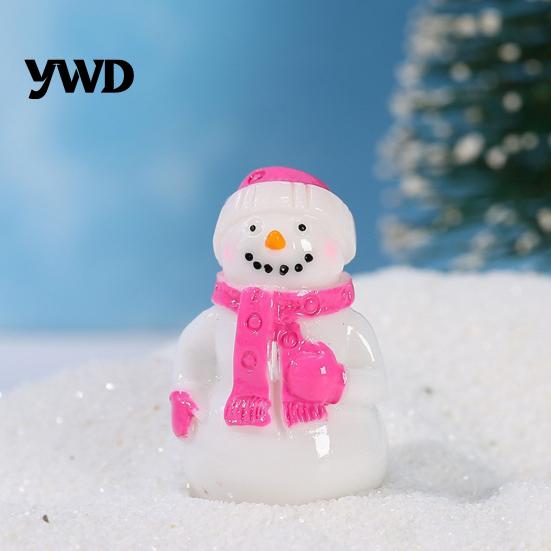 Waterproof Resin Garden Accents 2Pcs Christmas Mini Snowman Figurines, Winter Tiny Decoration, Xmas Micro Tree Decorations Landscape Ornament