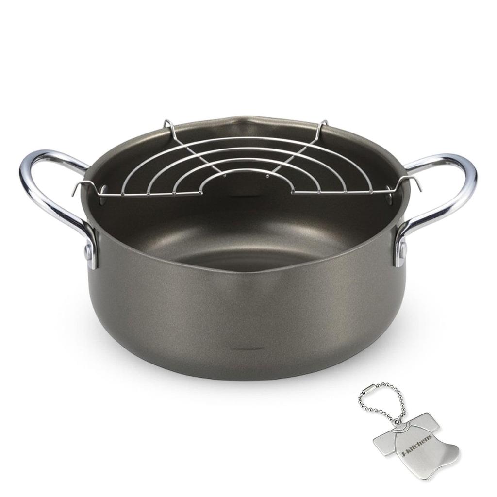 Tempura Pot with Oil Induction Original T Included J-kitchens Drainer, 18cm, Compatible, Gas, Kankiri-kun