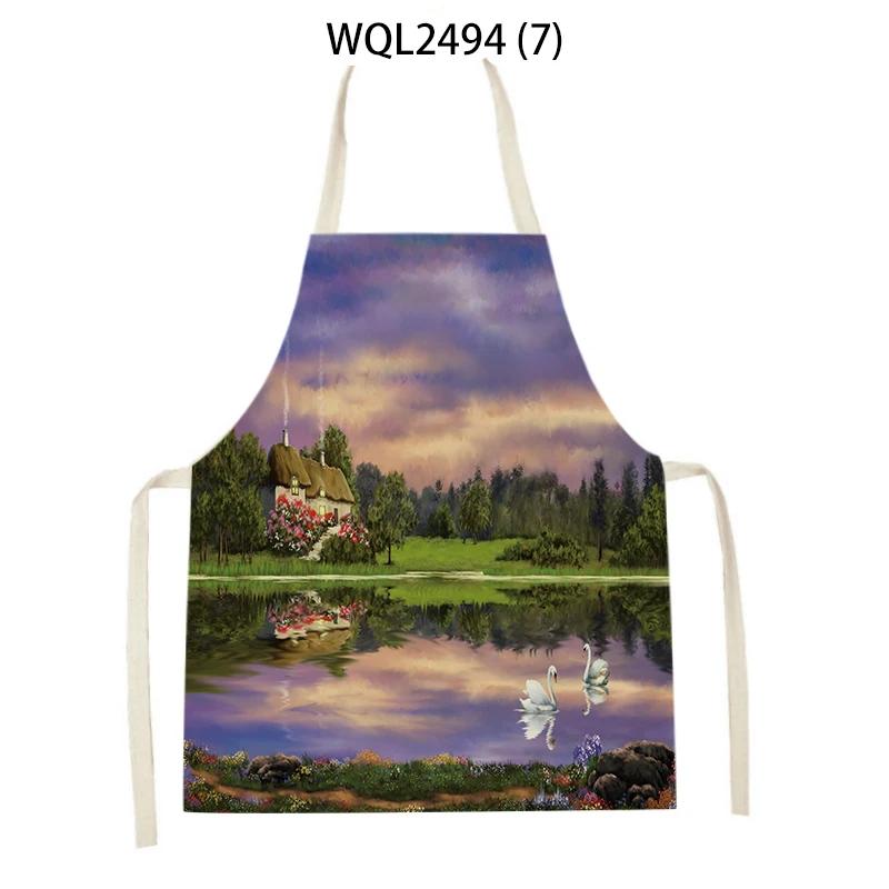Kitchen Apron for Women Mountain Forest Scenery Adult Kids Cooking Apron Household Cleaning Supplies Pinafore Sleeveless Aprons