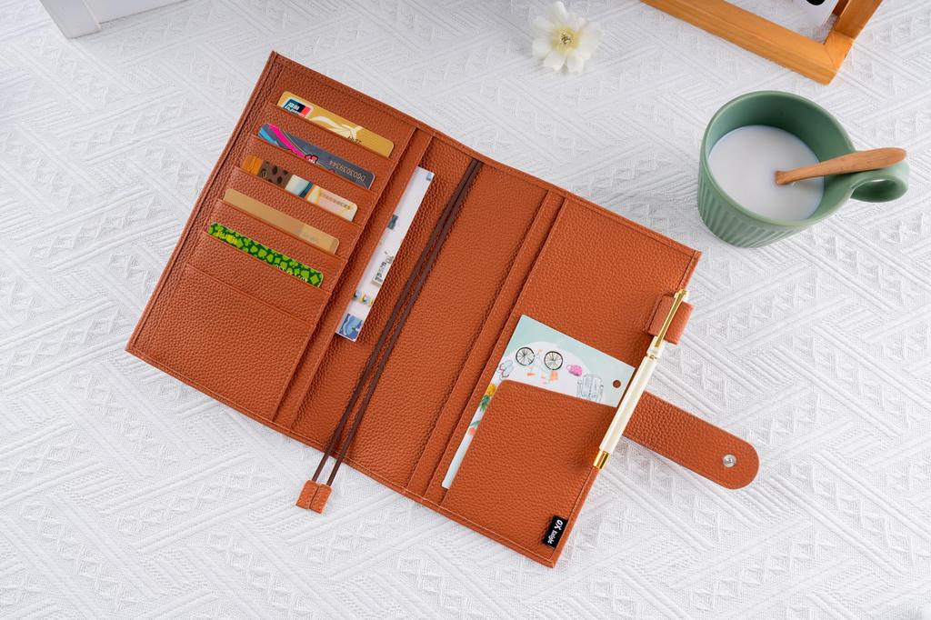A5 Genuine Leather Notebook Compatible with Hobonichi Premium Planner Cover with Pen Card Bookmark and Snap Business Gift Cover, Cousin, Holder,