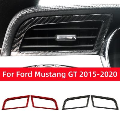 Für Ford Mustang GT 2015-2021 Kohlefaser Auto Armaturenbrett Links und Rechts Luftausströmer Zieraufkleber Rahmen Autoinnenraumzubehör